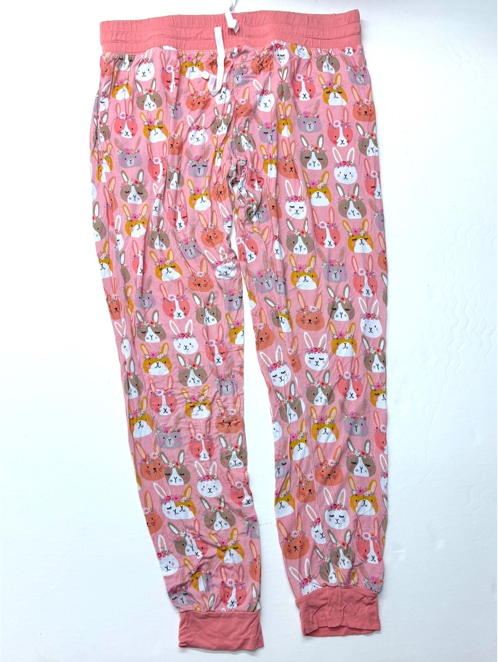 Little Sleepies Bamboo Pink Bunny Easter Print Pajama Jogger Pants Sz Medium